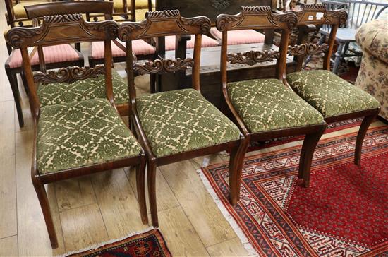 A set of four William IV dining chairs and a similar armchair